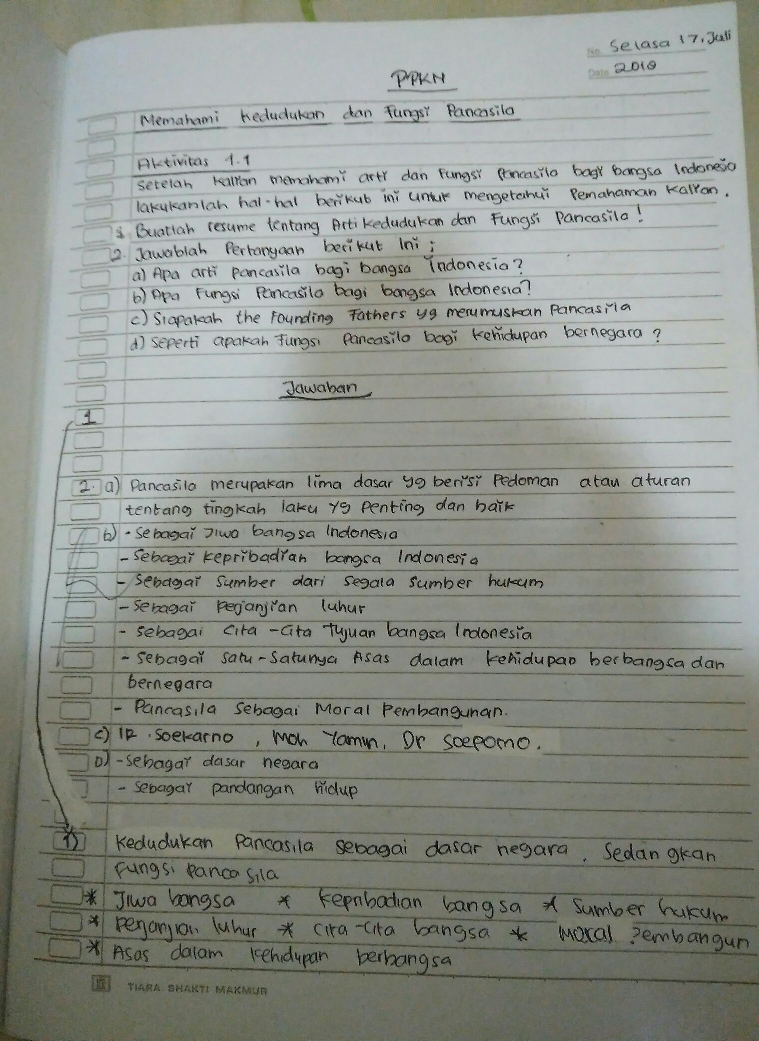 Buatlah Resume tentang Arti, Kedudukan, dan Fungsi Pancasila dalam Kehidupan Berbangsa dan Bernegara